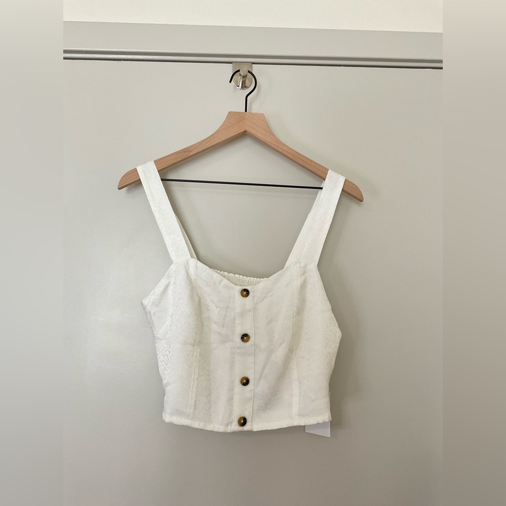Good American Bustier Corset Top in White Leopard